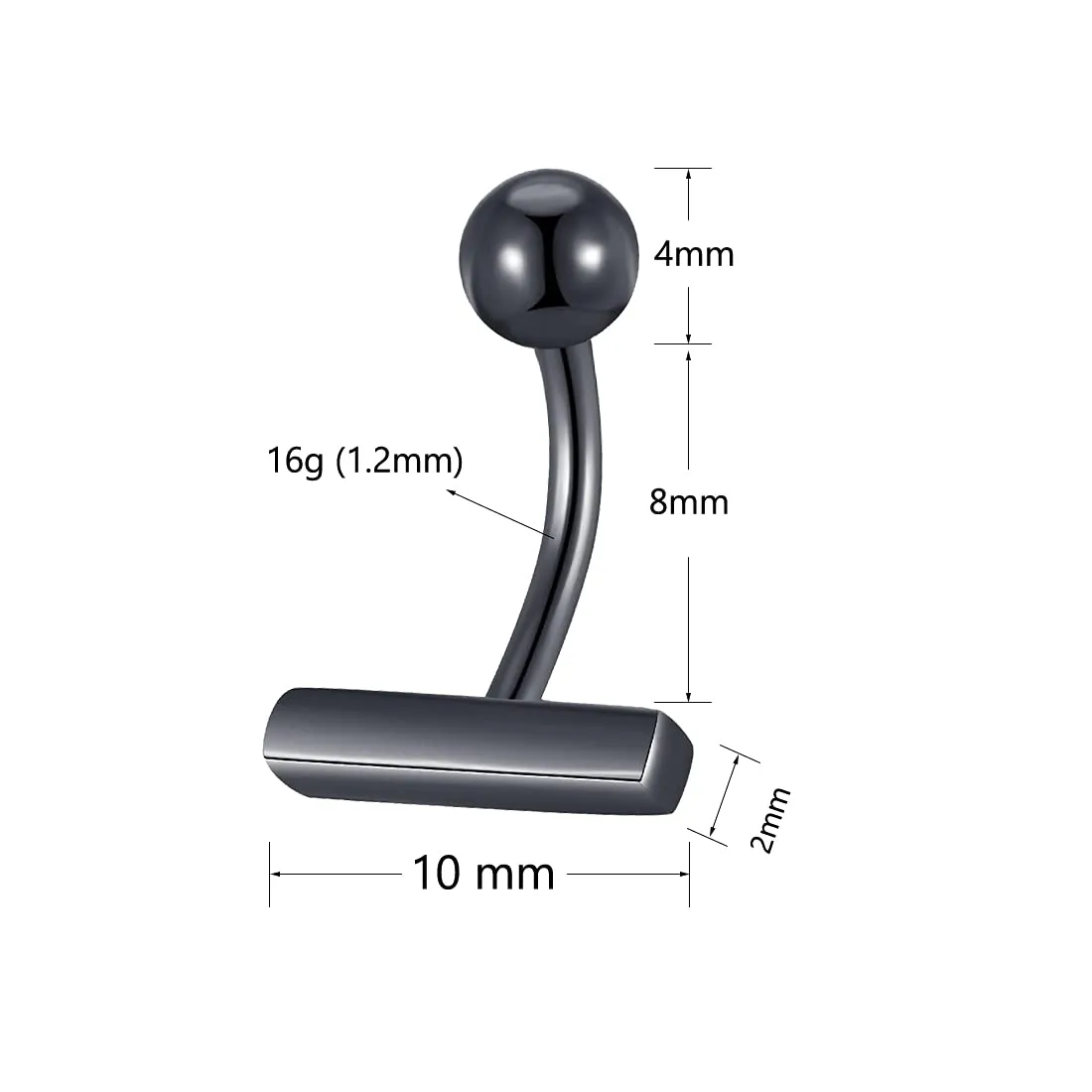 BLBLJERY Small Belly Button Ring Belly Rings Surgical Steel Dainty Bar Navel Ring Simple Belly Rings Belly Button Piercing 16g-black