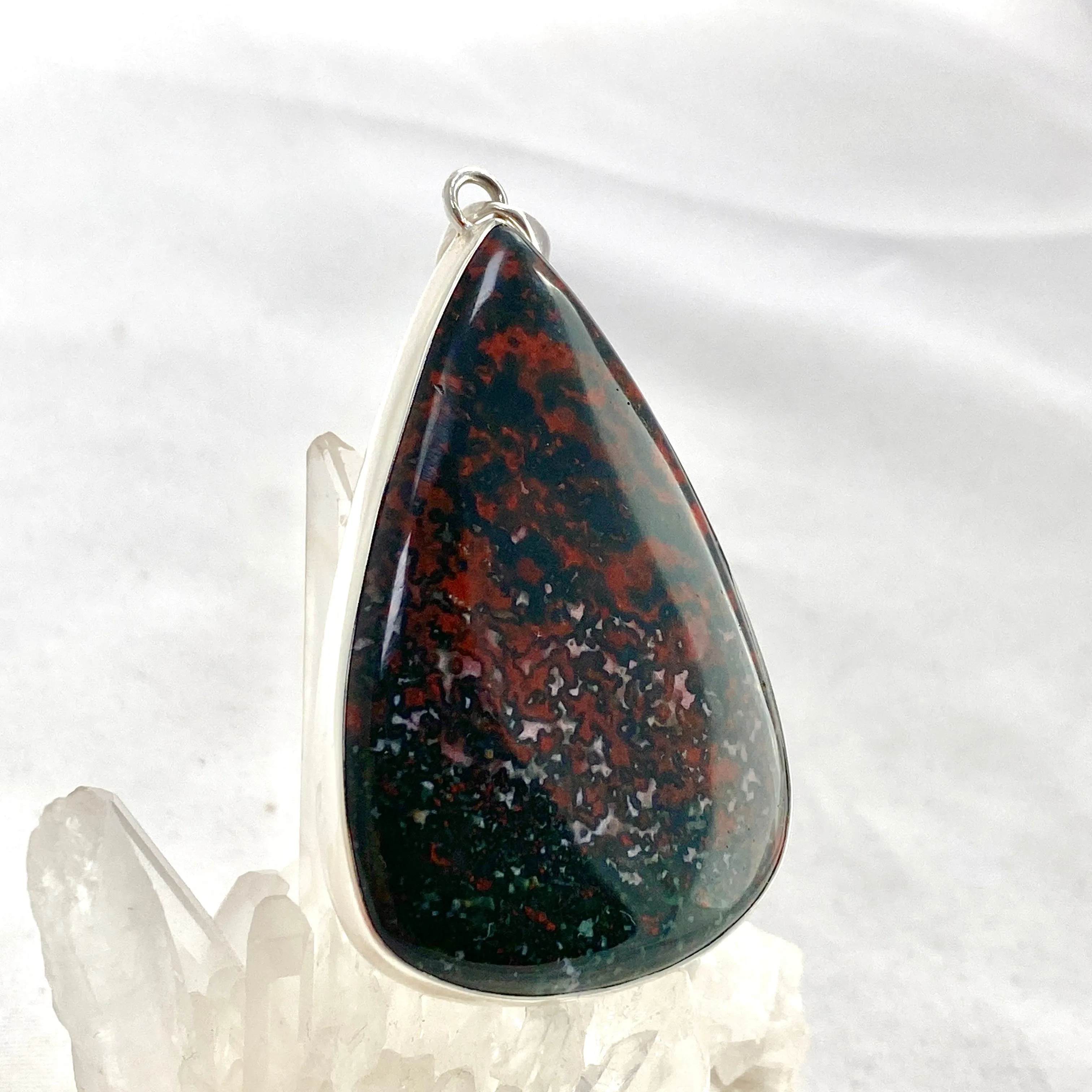 Bloodstone Teardrop Cabochon Pendant KPGJ4741