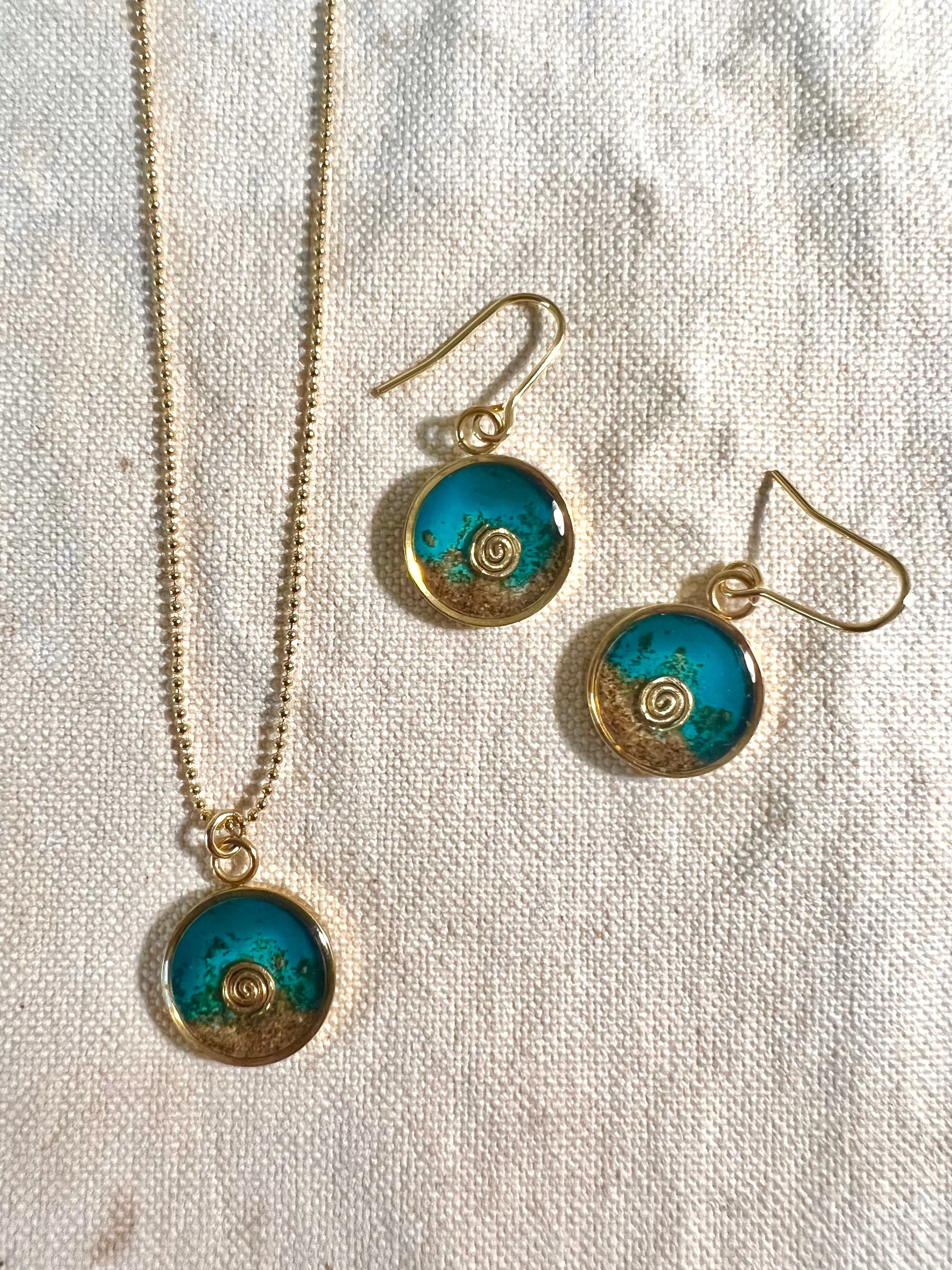 Blue Wave Beach with the Spiral, earrings