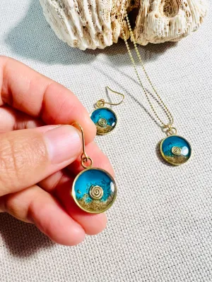 Blue Wave Beach with the Spiral, earrings