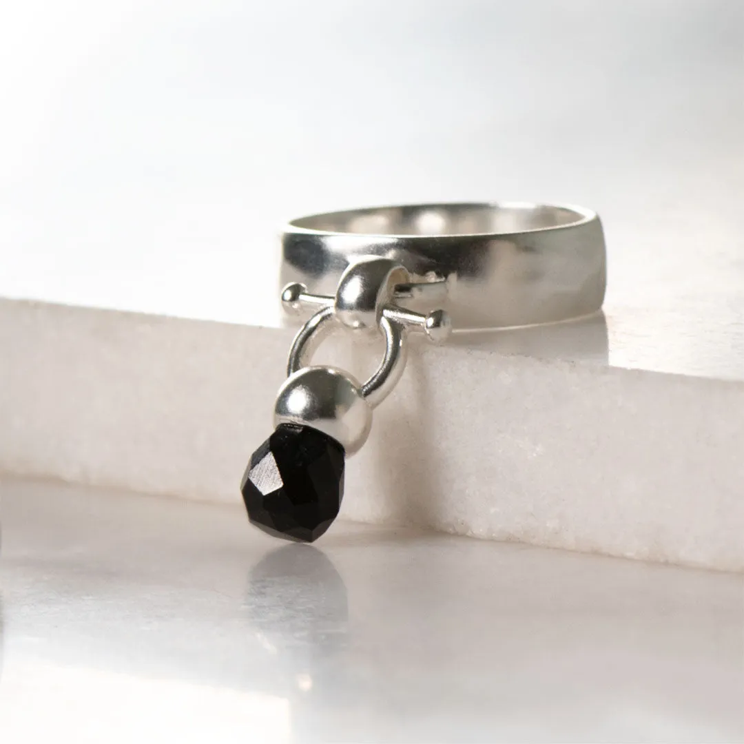 Brio - Black Onyx Gemstone Design and Sterling Silver Horse Bit Ring