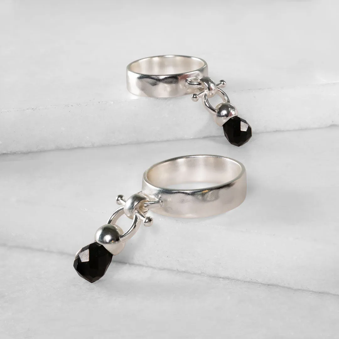 Brio - Black Onyx Gemstone Design and Sterling Silver Horse Bit Ring