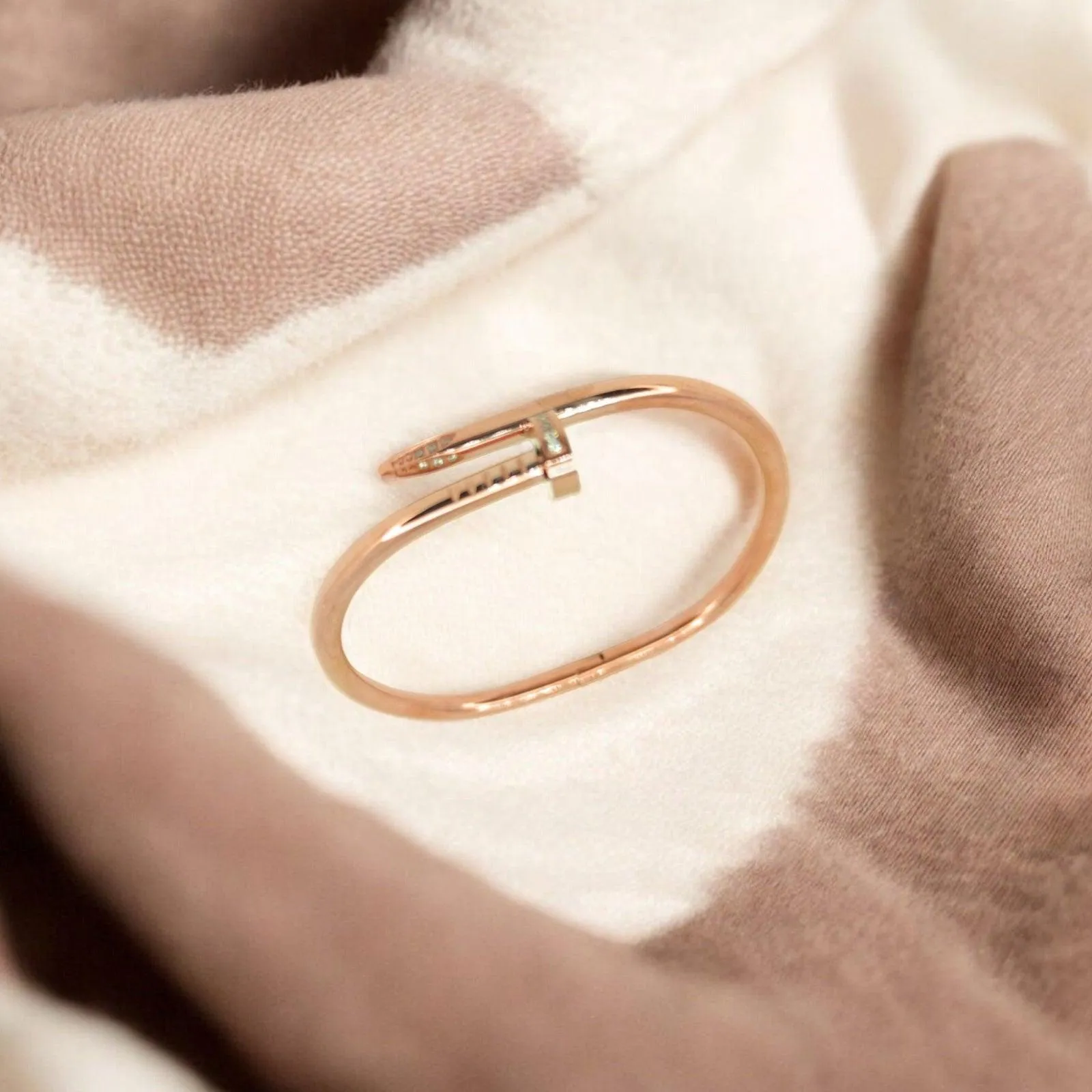 Cartier Sparkling Crystals Nail Bracelet Rose Gold