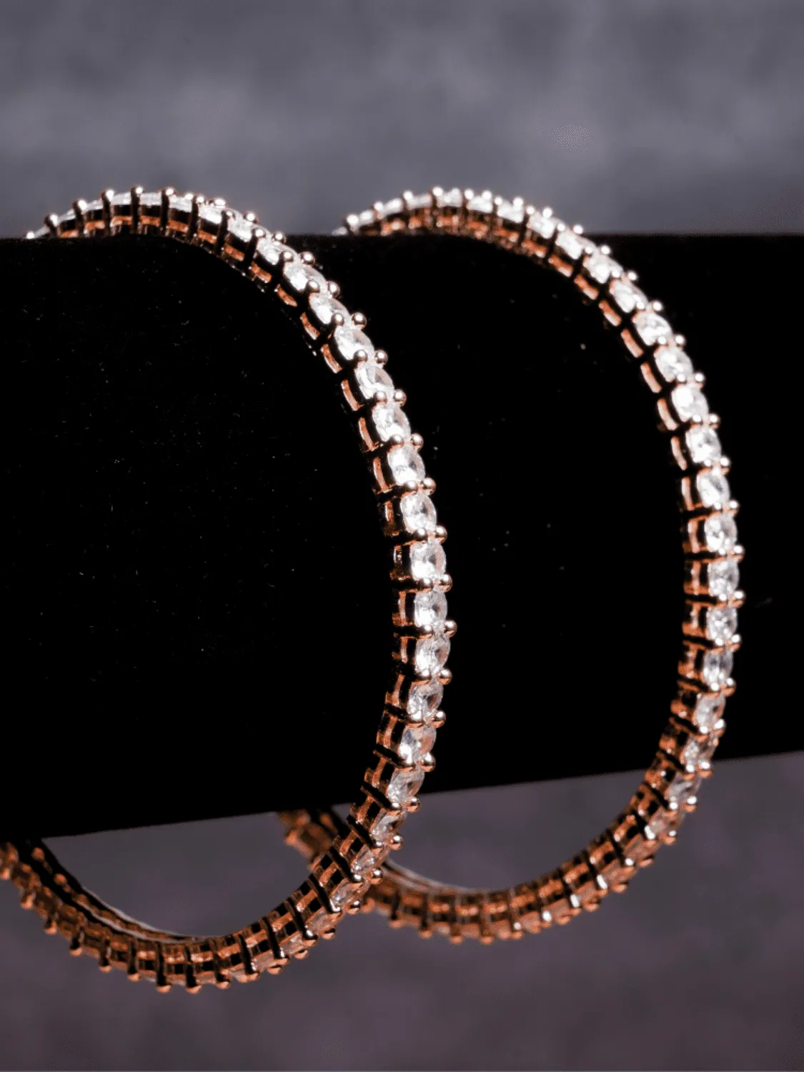 Chic American Diamond Golden Bangle Pair