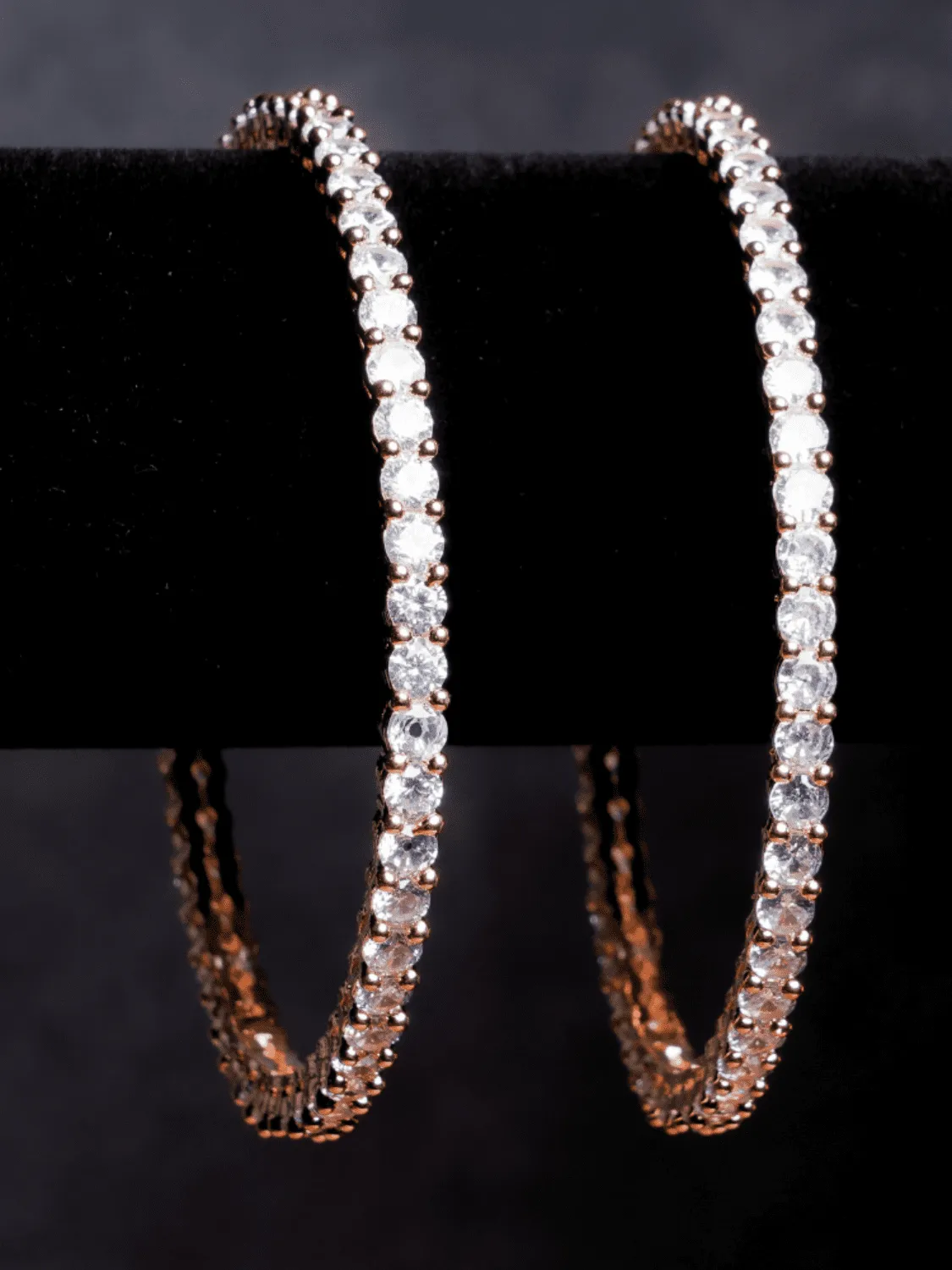 Chic American Diamond Golden Bangle Pair