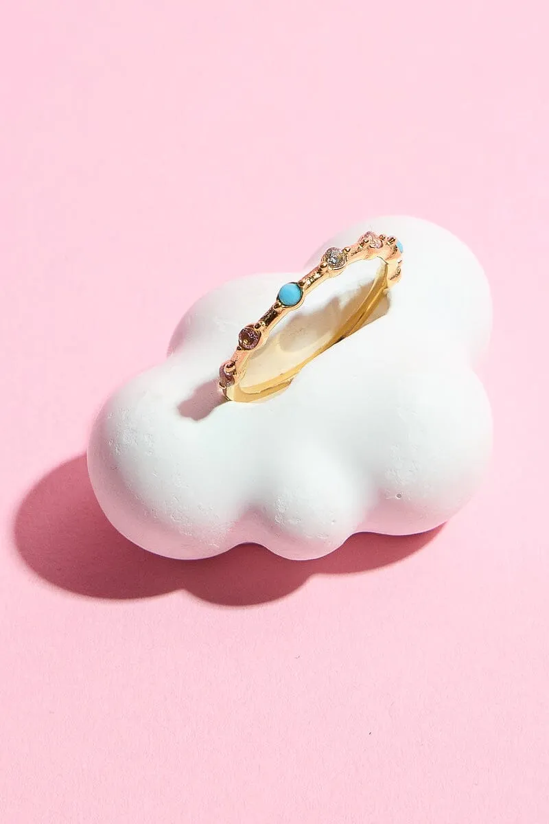 Circle Colored Gemstone Stacking Ring