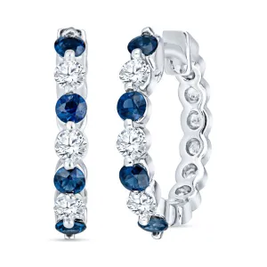 Classic Gemstone and Diamond Hopp Earrings Small
