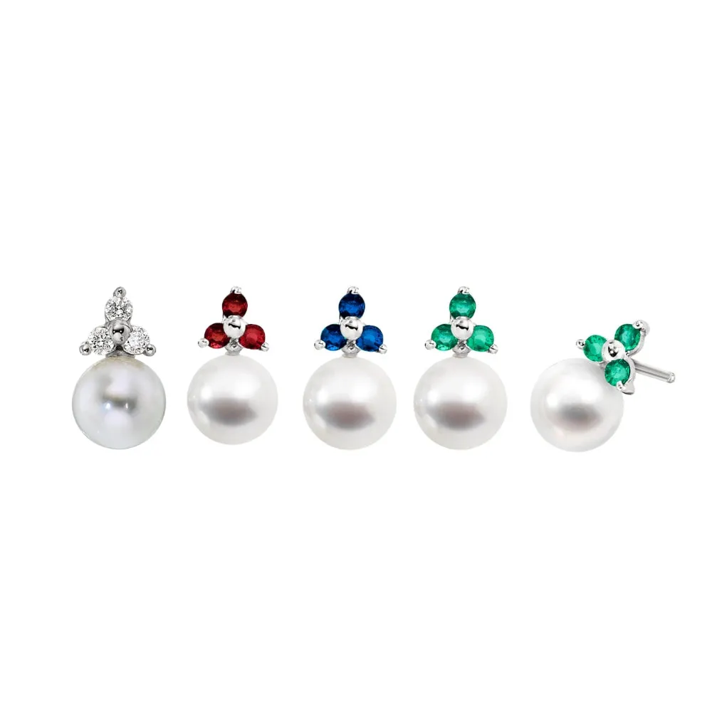 Classic Sapphire and Pearl Earrings 14KT