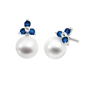 Classic Sapphire and Pearl Earrings 14KT