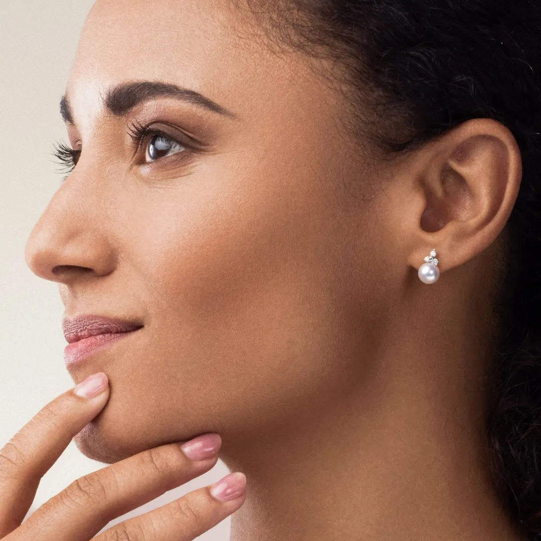 Classic Sapphire and Pearl Earrings 14KT