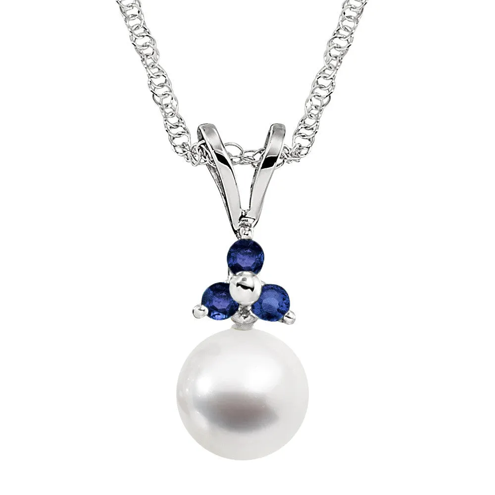 Classic Sapphire and Pearl Earrings 14KT