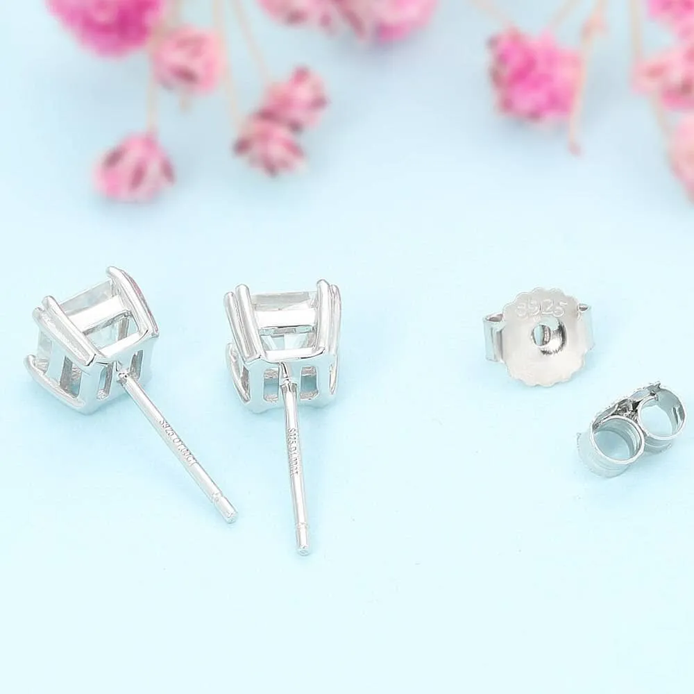 Classic Square Diamond Stud Earrings