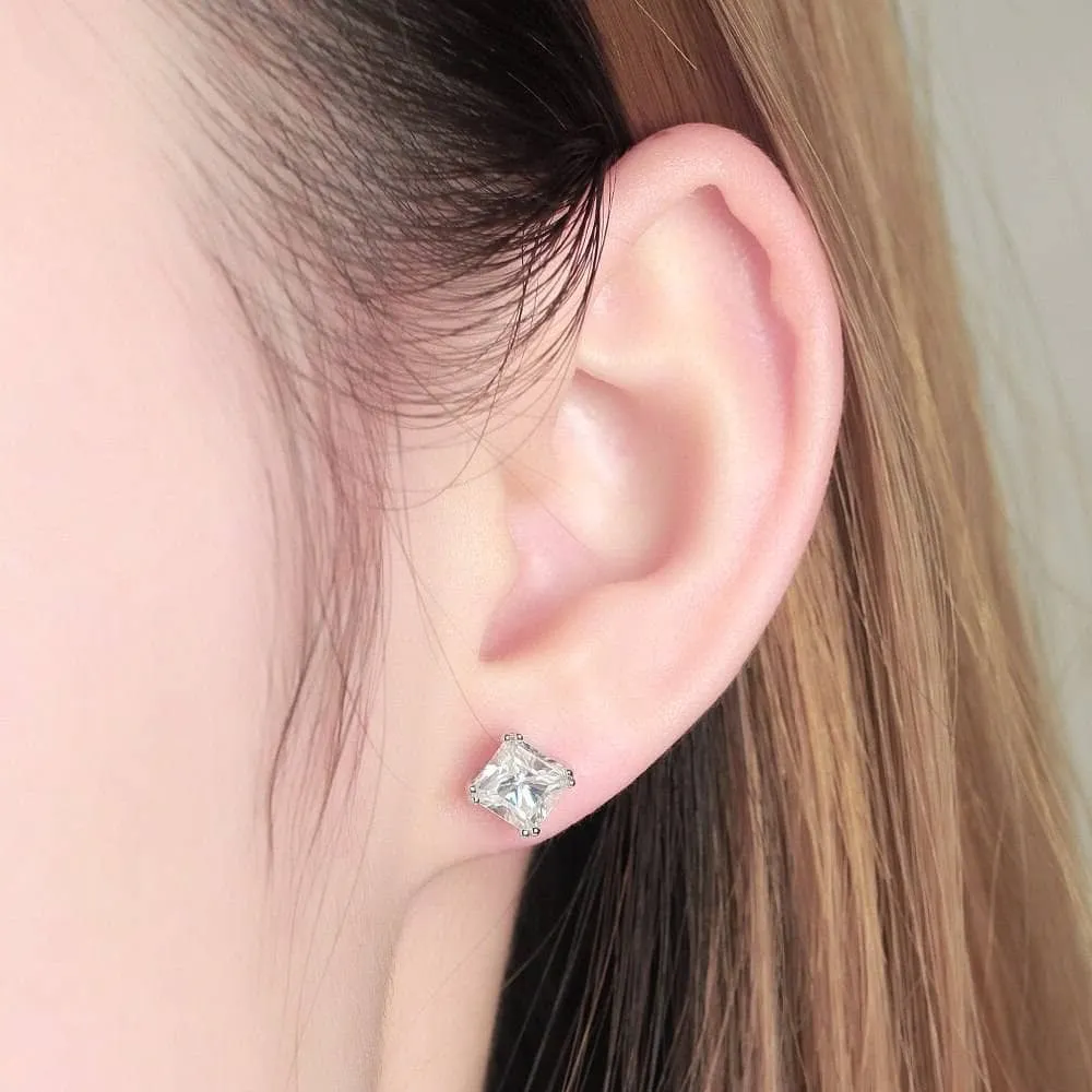 Classic Square Diamond Stud Earrings