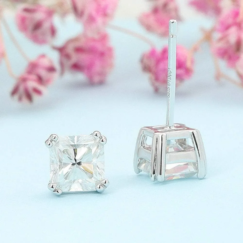 Classic Square Diamond Stud Earrings