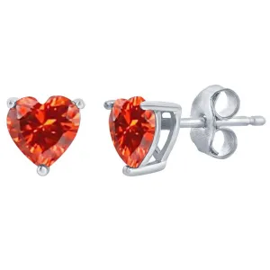 Classic Women's Earrings - SS 6mm Burgundy "January" Heart Preciosa Crystal | D-8417
