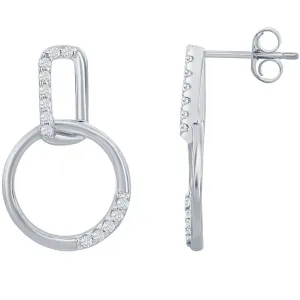 Classic Women's Earrings - Sterling Silver CZ Door Knocker Post Back Closure | D-7853