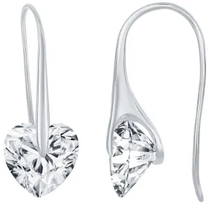 Classic Women's Earrings - Sterling Silver Heart Shape White CZ Frenchwire | D-7875