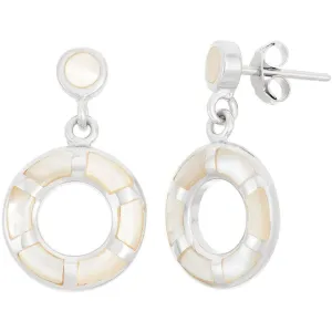 Classic Women's Earrings - White MOP Open Circle Shape French Wire Closure | D-5874