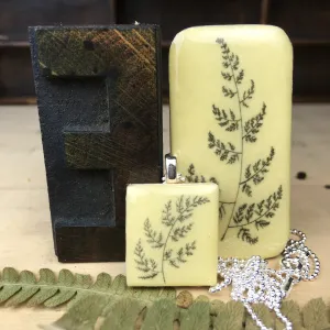 Cottage Garden Scrabble Tile Pendant and Teeny Tiny Tin - Fern