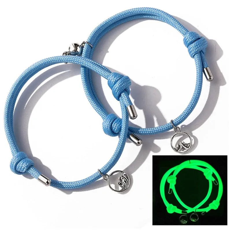 Couple Bracelets Luminous Couple Magnetic Bracelets Adjustable Bracelet Jewelry Valentines Gift For Couple