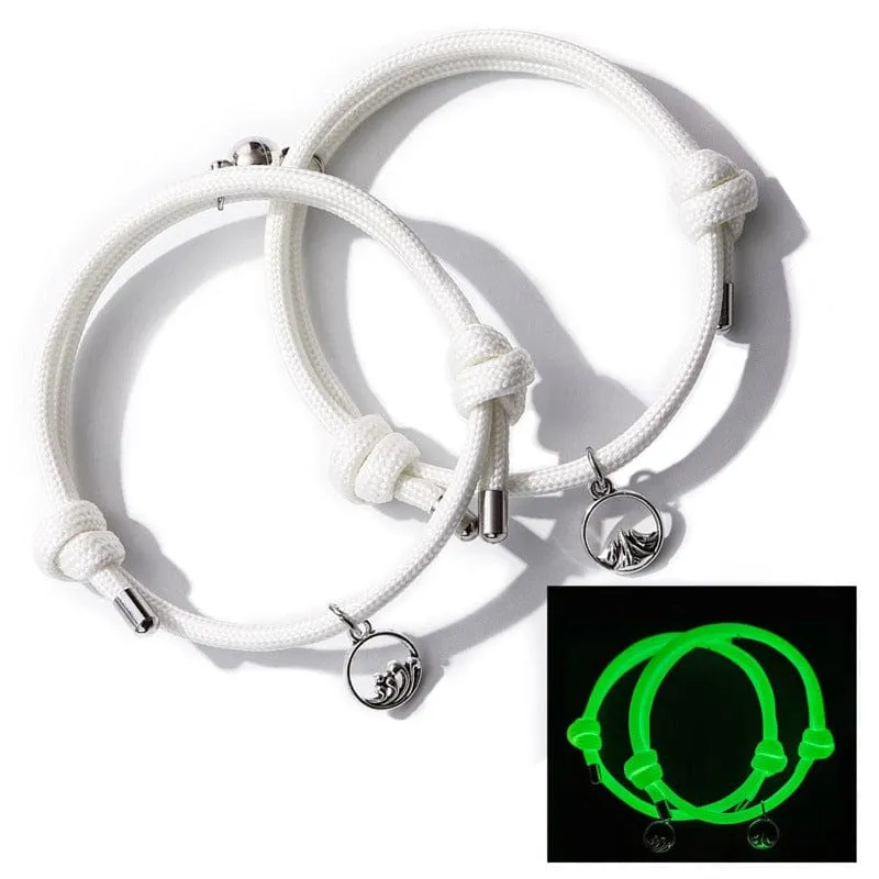 Couple Bracelets Luminous Couple Magnetic Bracelets Adjustable Bracelet Jewelry Valentines Gift For Couple
