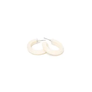 Cream Heavy Carve Hoop Earrings by Splendette