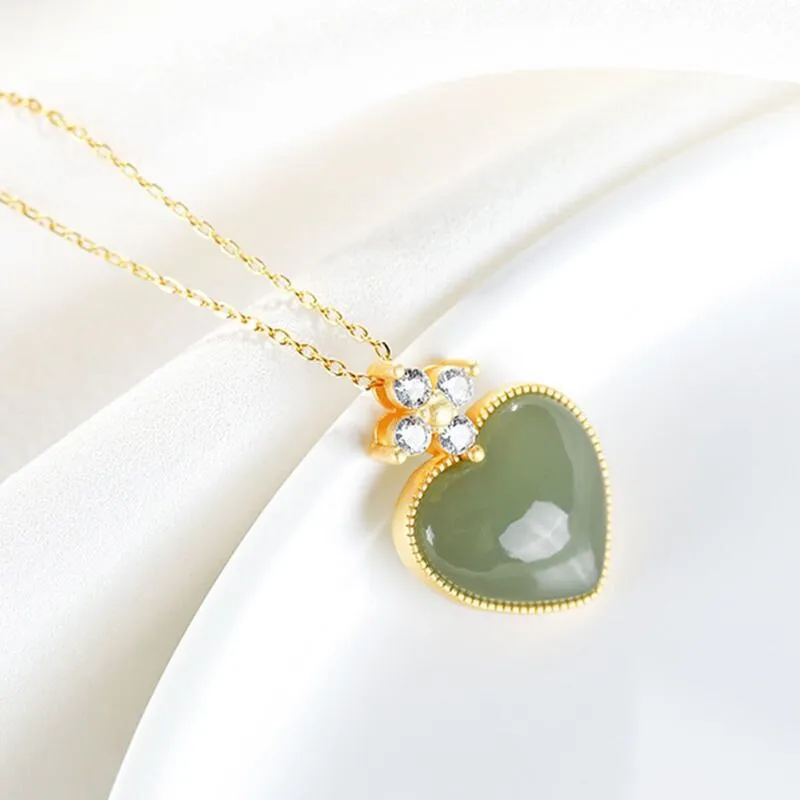 Crystal Natural Hetian Jasper Exquisite Love Ladies Necklace Pendant