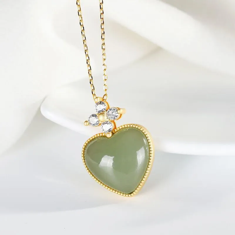 Crystal Natural Hetian Jasper Exquisite Love Ladies Necklace Pendant