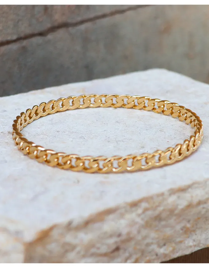 Curb Bangle Gold B6528