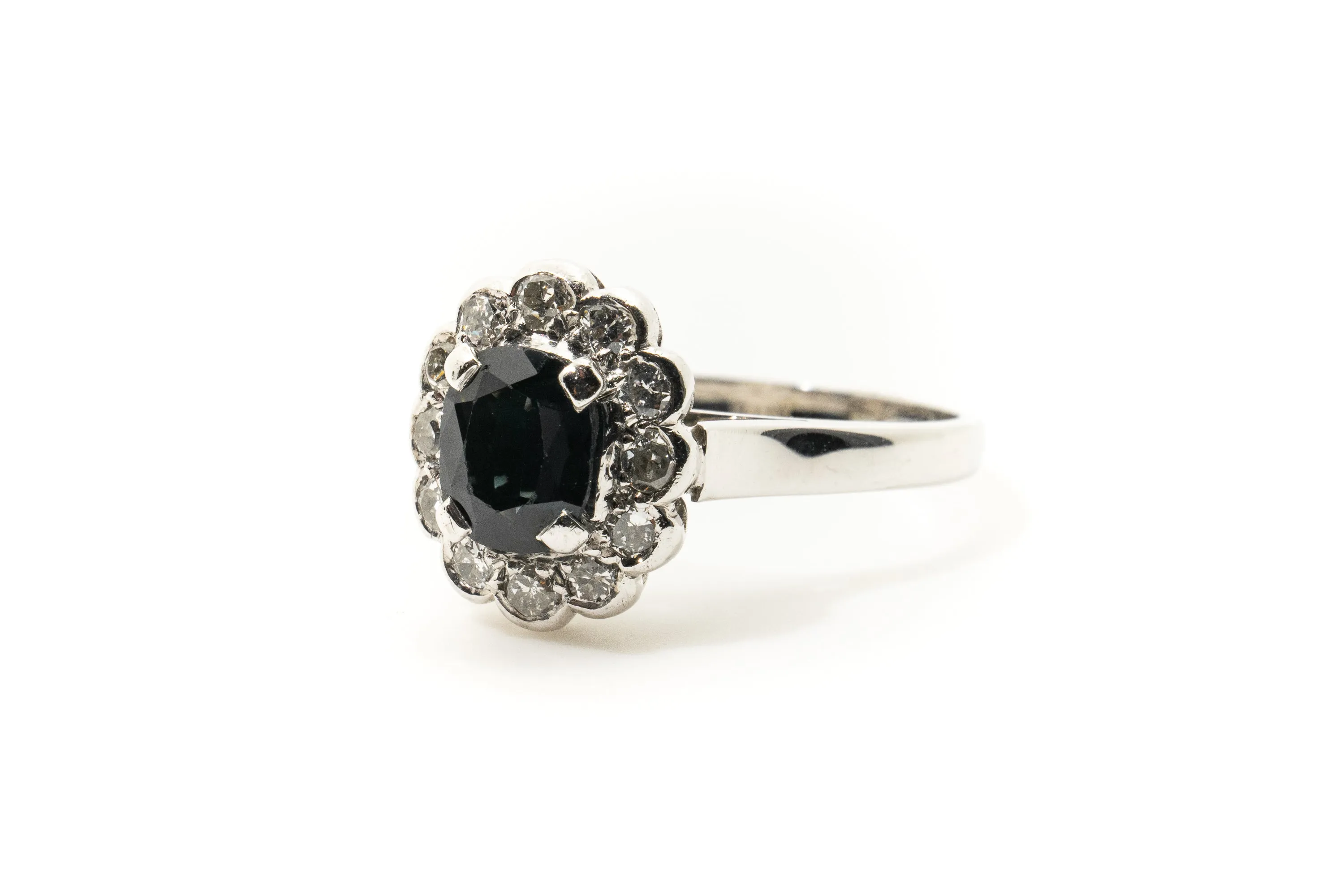 Custom 18ct White Gold Sapphire Diamond Ring