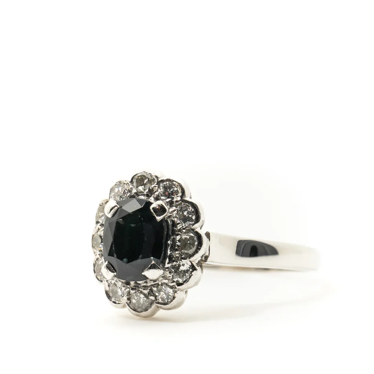 Custom 18ct White Gold Sapphire Diamond Ring