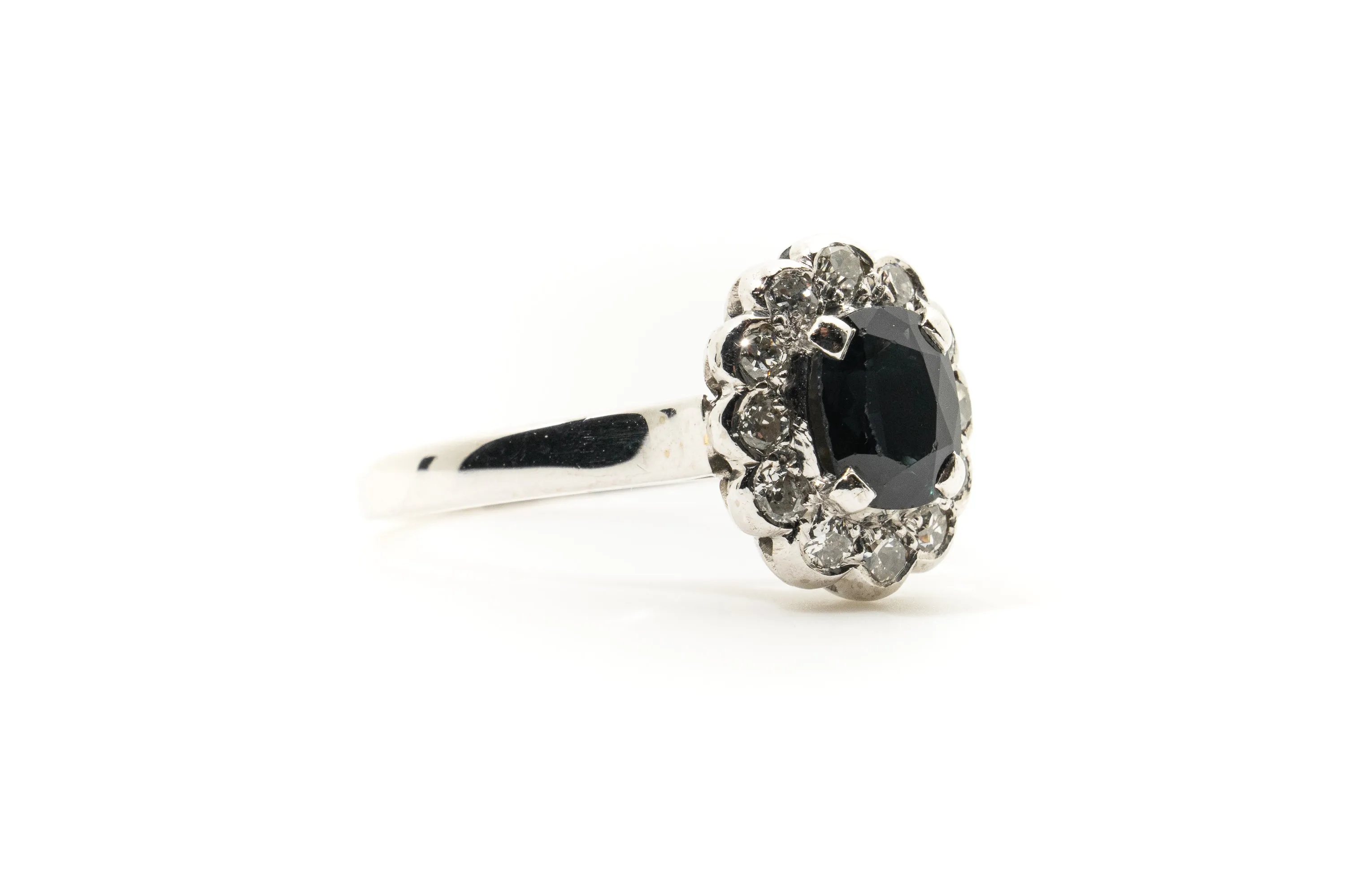 Custom 18ct White Gold Sapphire Diamond Ring