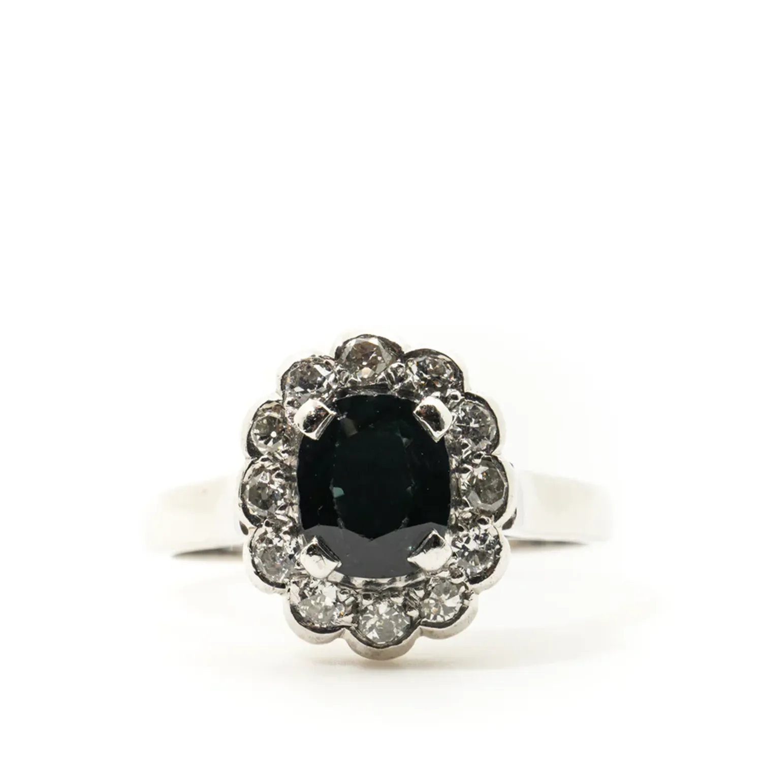 Custom 18ct White Gold Sapphire Diamond Ring