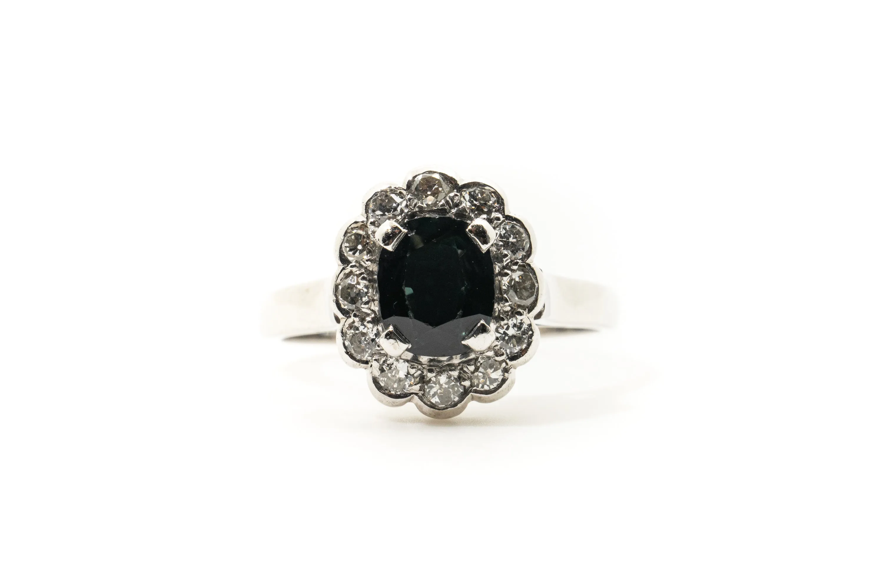 Custom 18ct White Gold Sapphire Diamond Ring