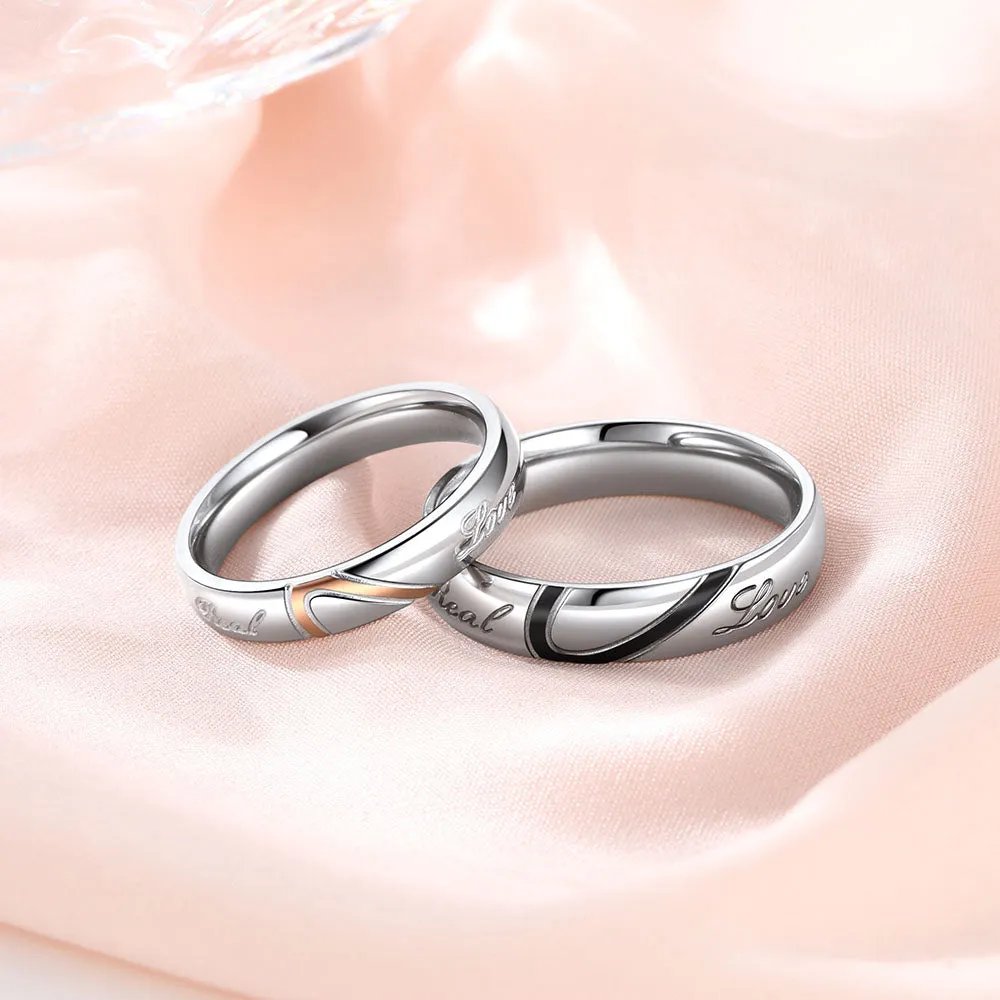 Custom Heart Matching Promise Couple Rings for Men Wmen BF