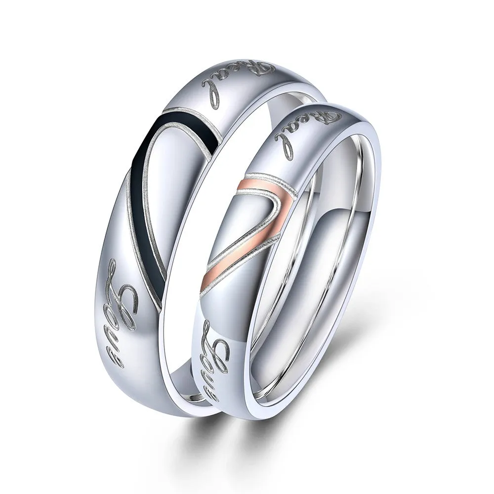 Custom Heart Matching Promise Couple Rings for Men Wmen BF
