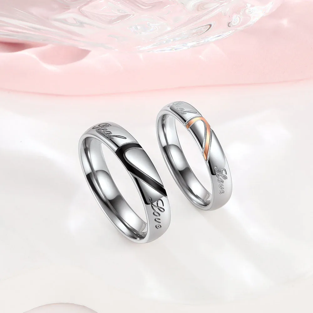 Custom Heart Matching Promise Couple Rings for Men Wmen BF
