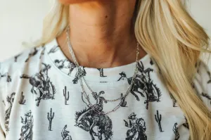 Dainty Double Chain Silver Links Necklace