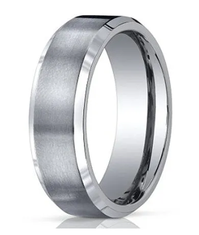 Designer Titanium Wedding Band with Polished Beveled Edges | 7mm