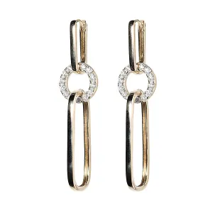 Diamond   Gold Linked Paperclip Earrings
