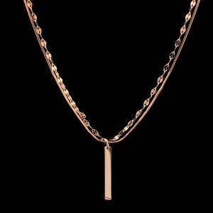 Double Layered Vertical Bar Pendant Chain (Pure Silver)