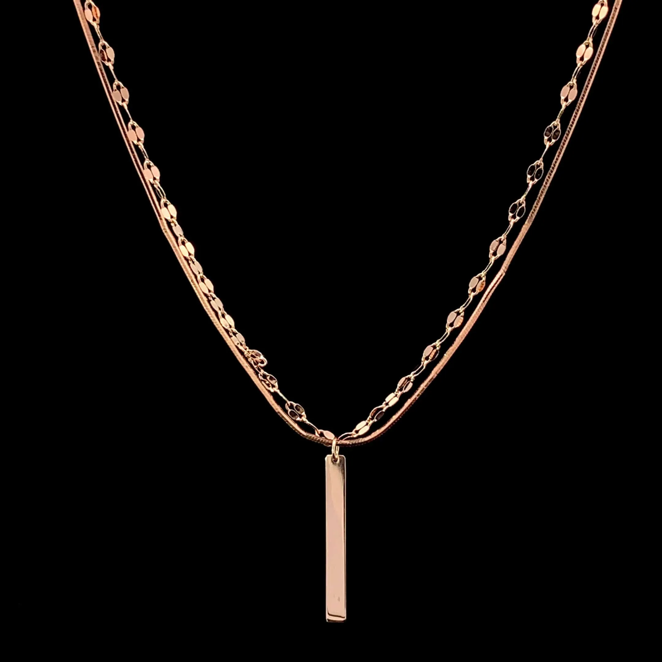 Double Layered Vertical Bar Pendant Chain (Pure Silver)