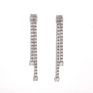 Double Row Diamond Drop Earrings in 14k White Gold