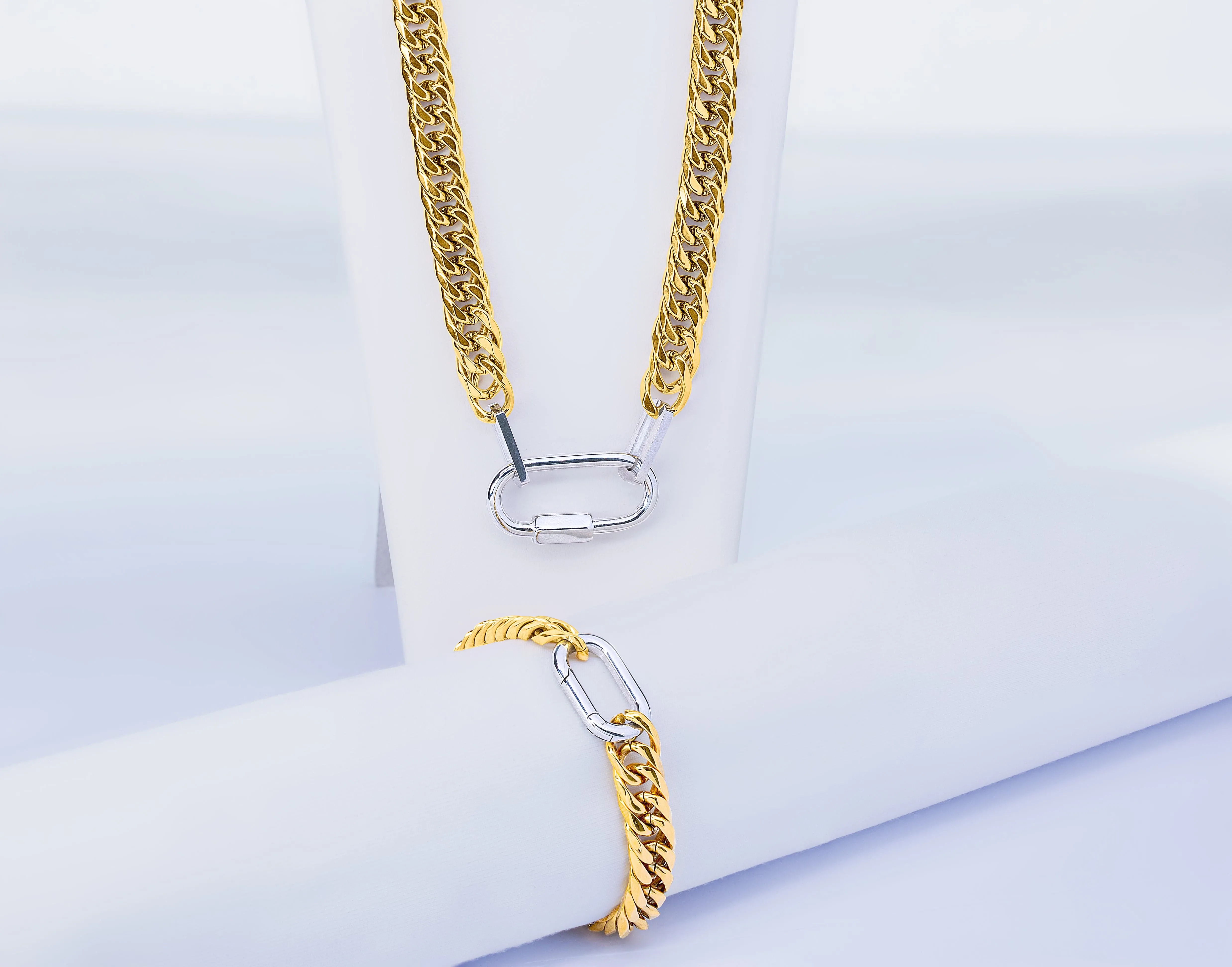 Elegant Stainless Steel Necklace and Bracelet Set
