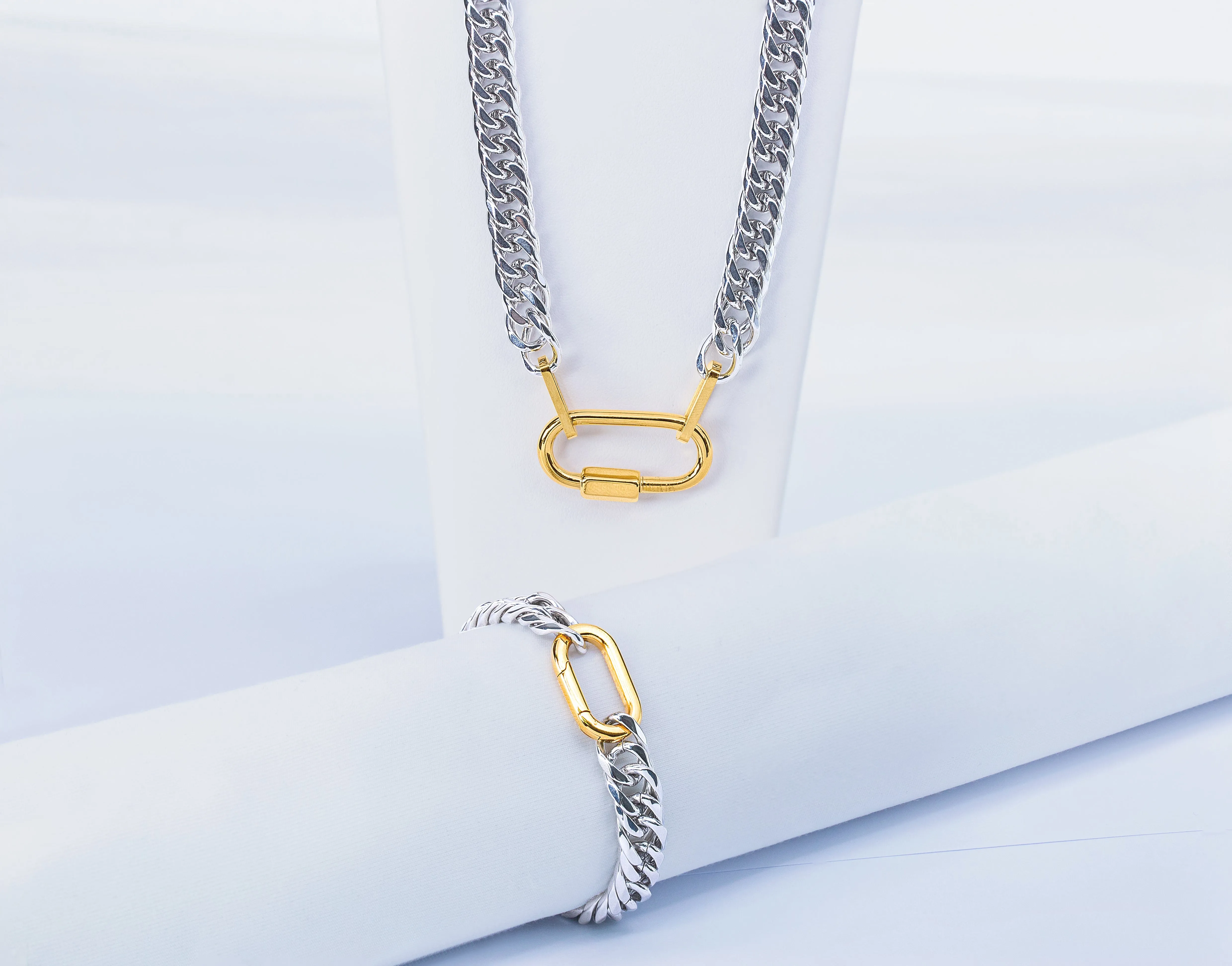 Elegant Stainless Steel Necklace and Bracelet Set