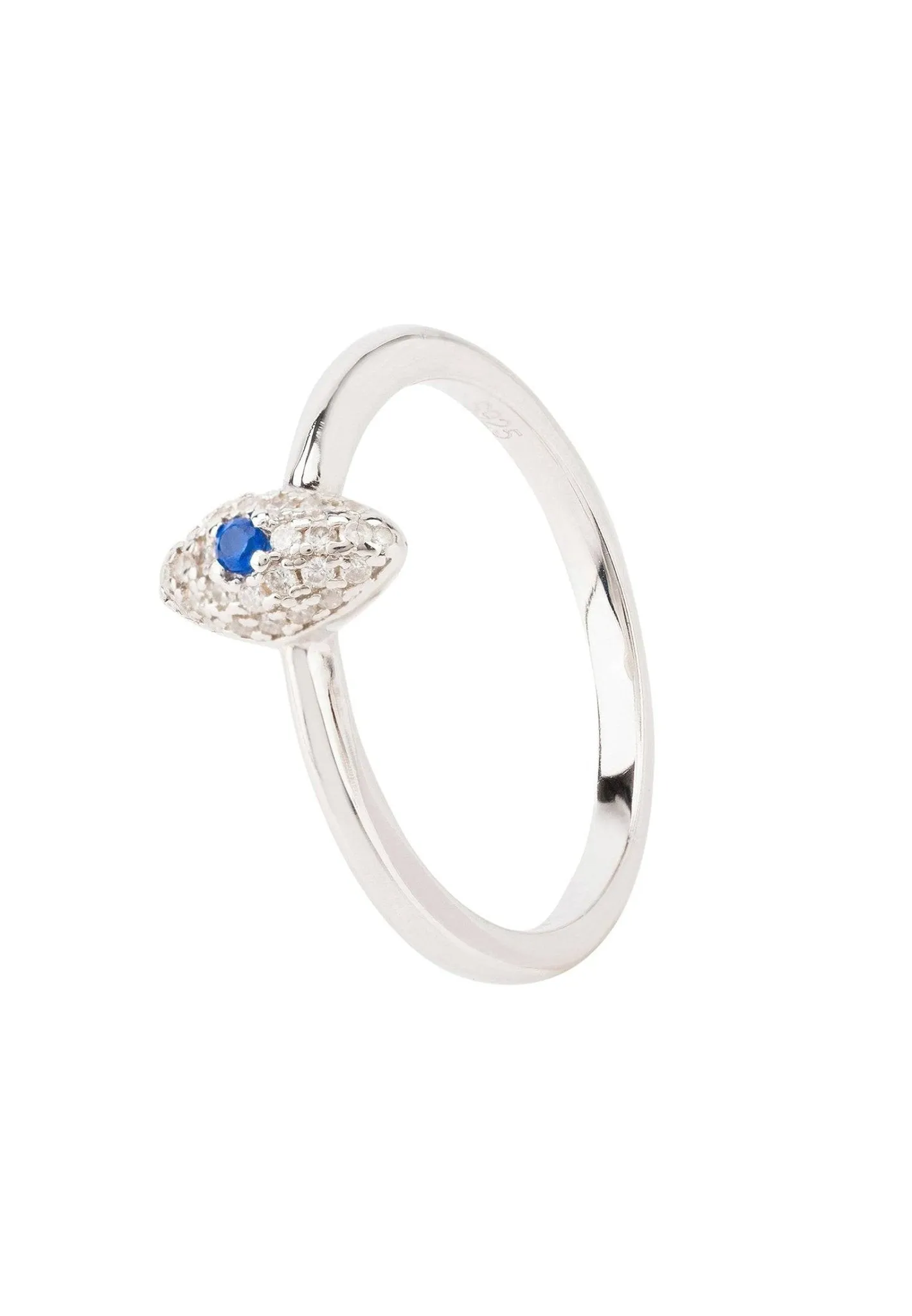 Elliptical Eye Ring in Silver Zircon