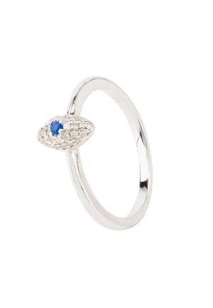Elliptical Eye Ring in Silver Zircon