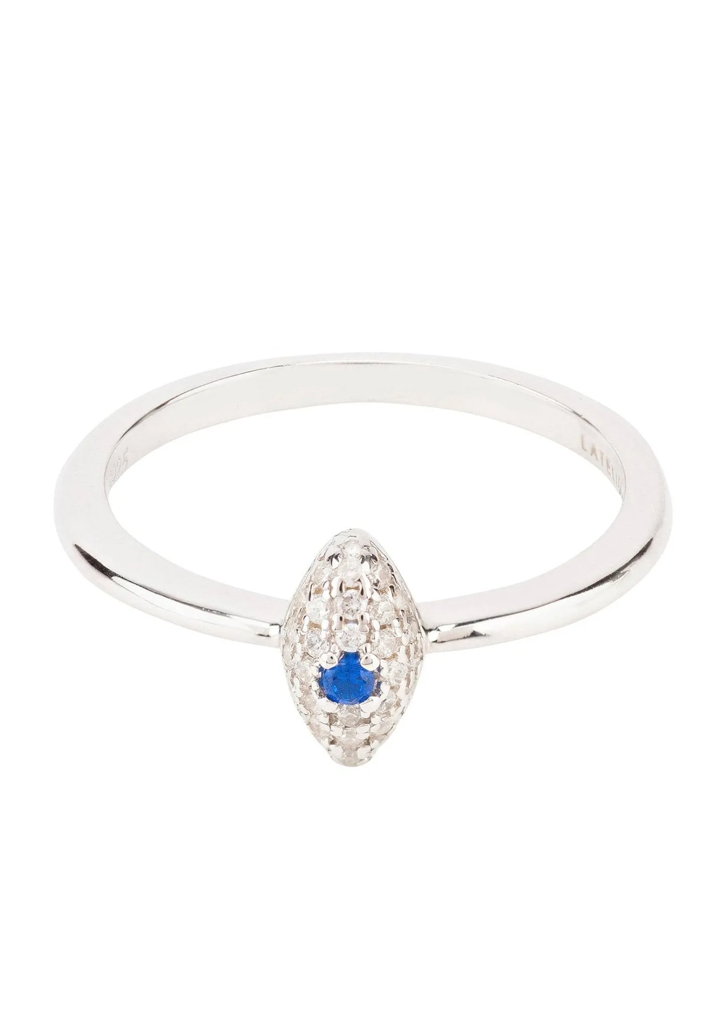 Elliptical Eye Ring in Silver Zircon