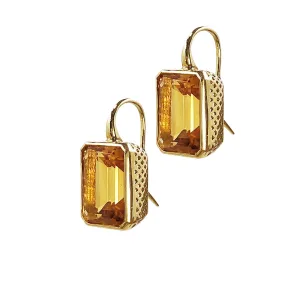 Emerald Cut Citrine Earrings