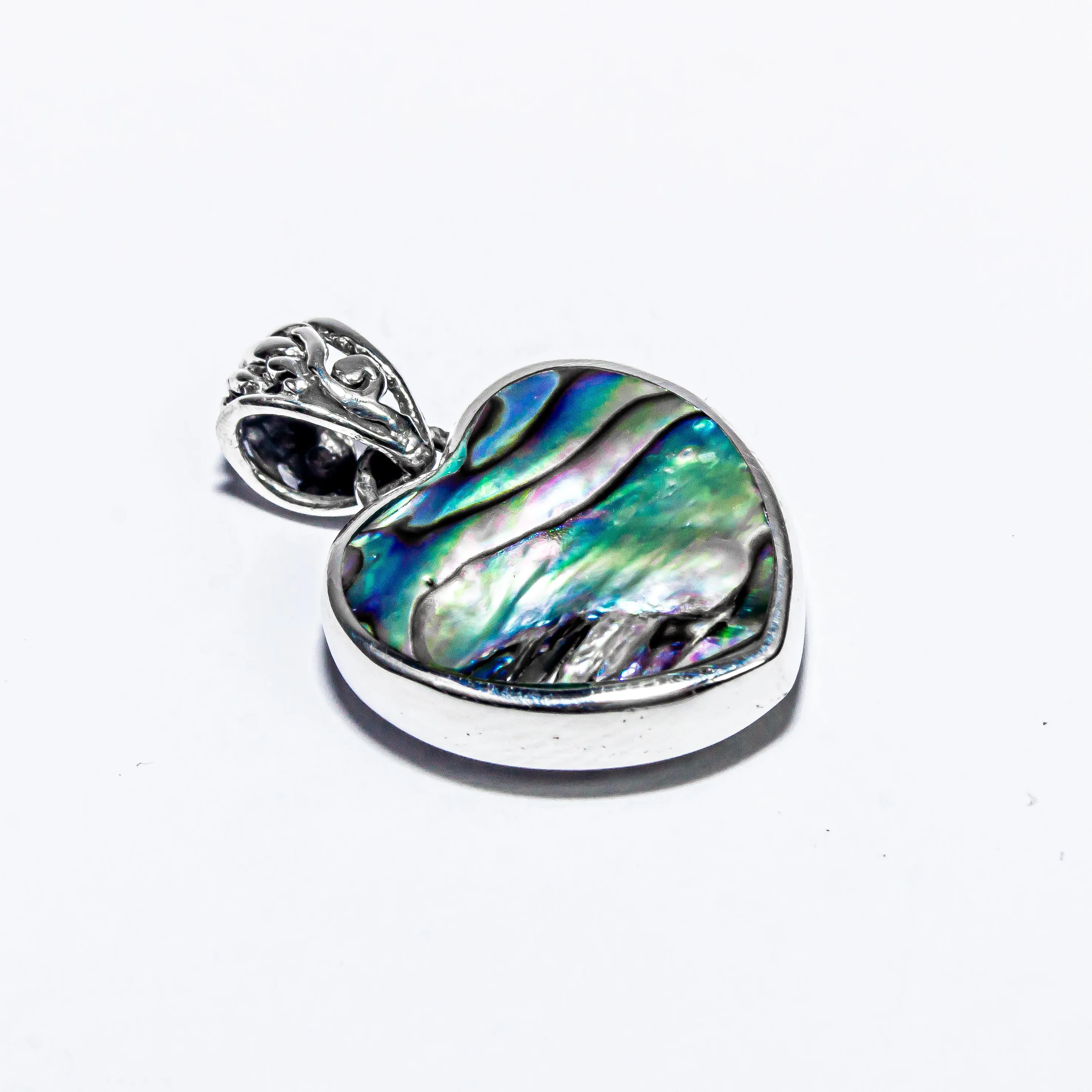 Enchanting Bali Handmade Reversible Heart Pendant in Abalone Shell